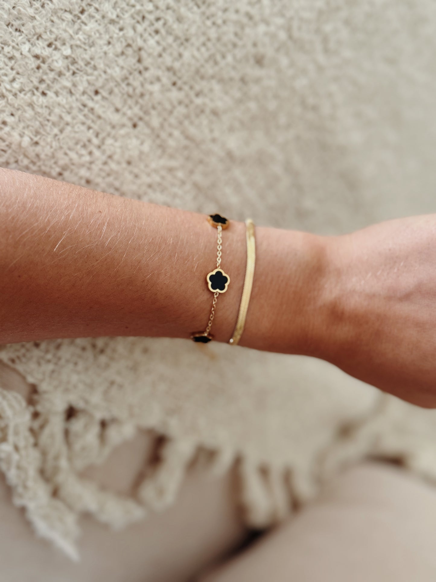 Midnight Bloom Bracelet in Gold | Floral Elegance