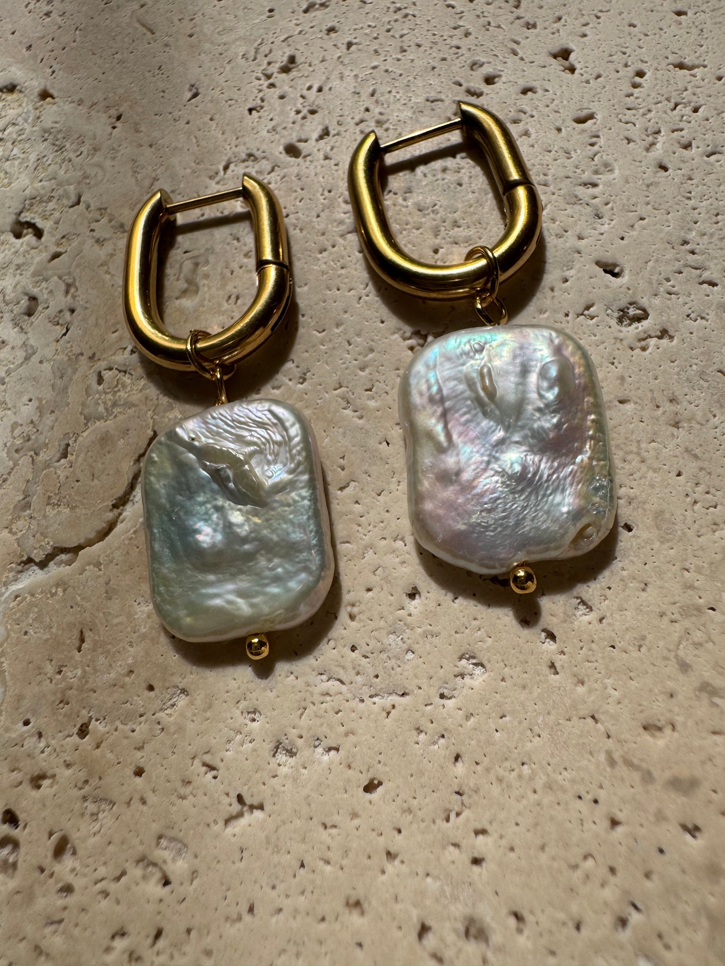 Athena Pearl Drop Earrings in Gold | Natural Freshwater Pearl
