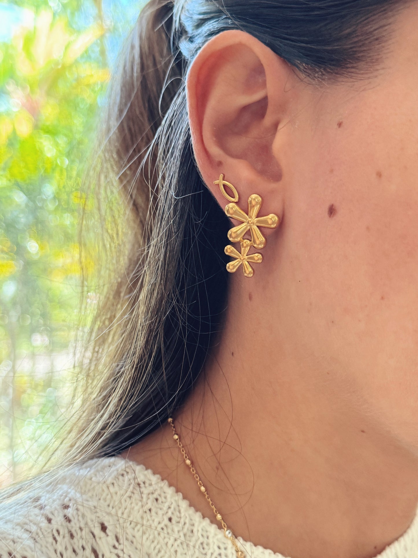 Maggie Earrings | Double Flower Design