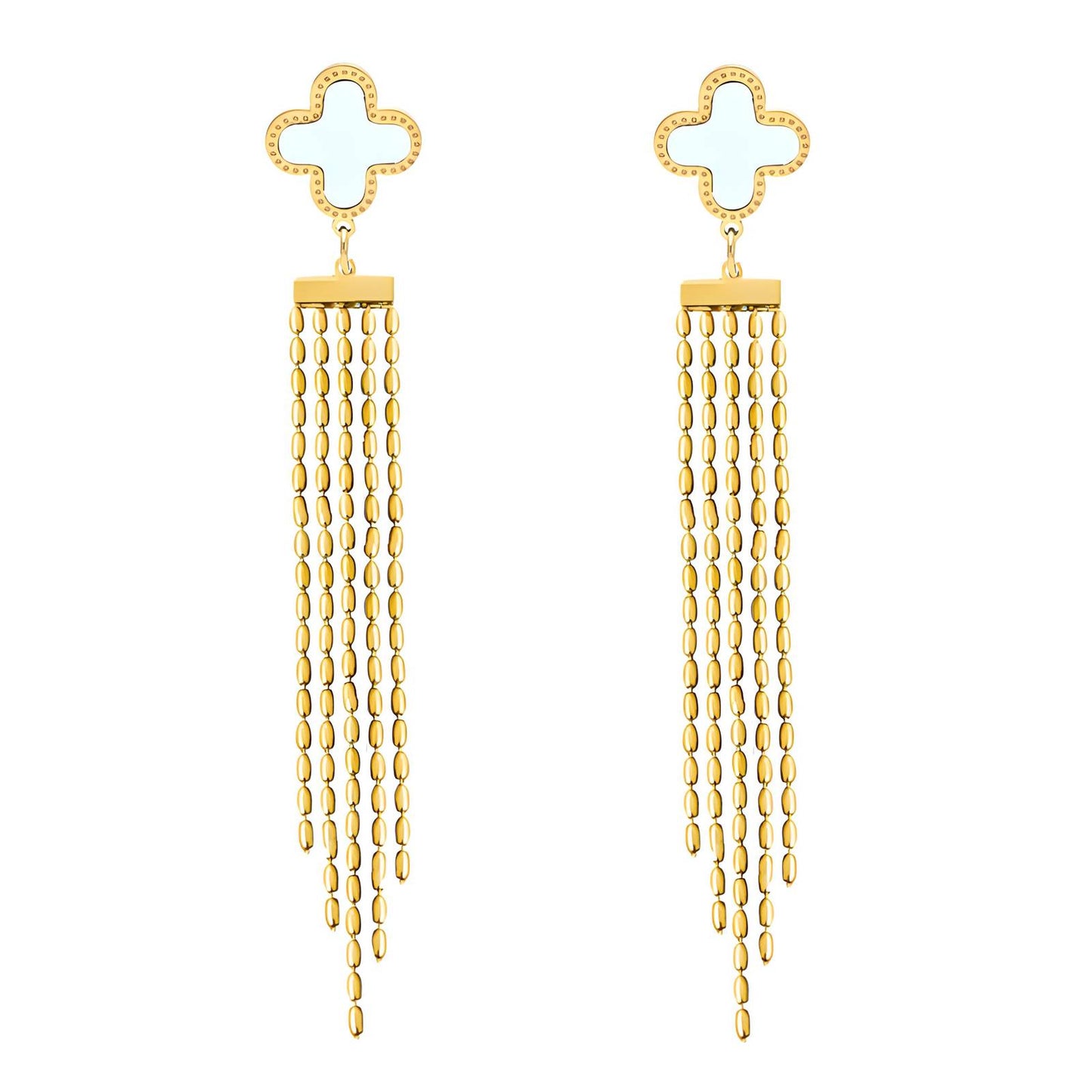 Clover Tassel Earrings | Elegant Statement Design