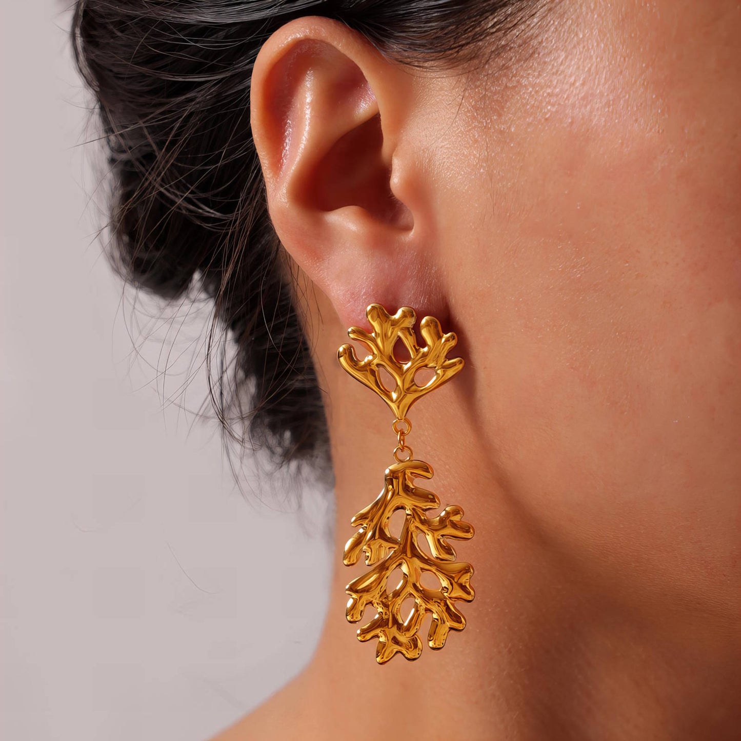 Golden Coral Drop Earrings | Ocean-Inspired Design