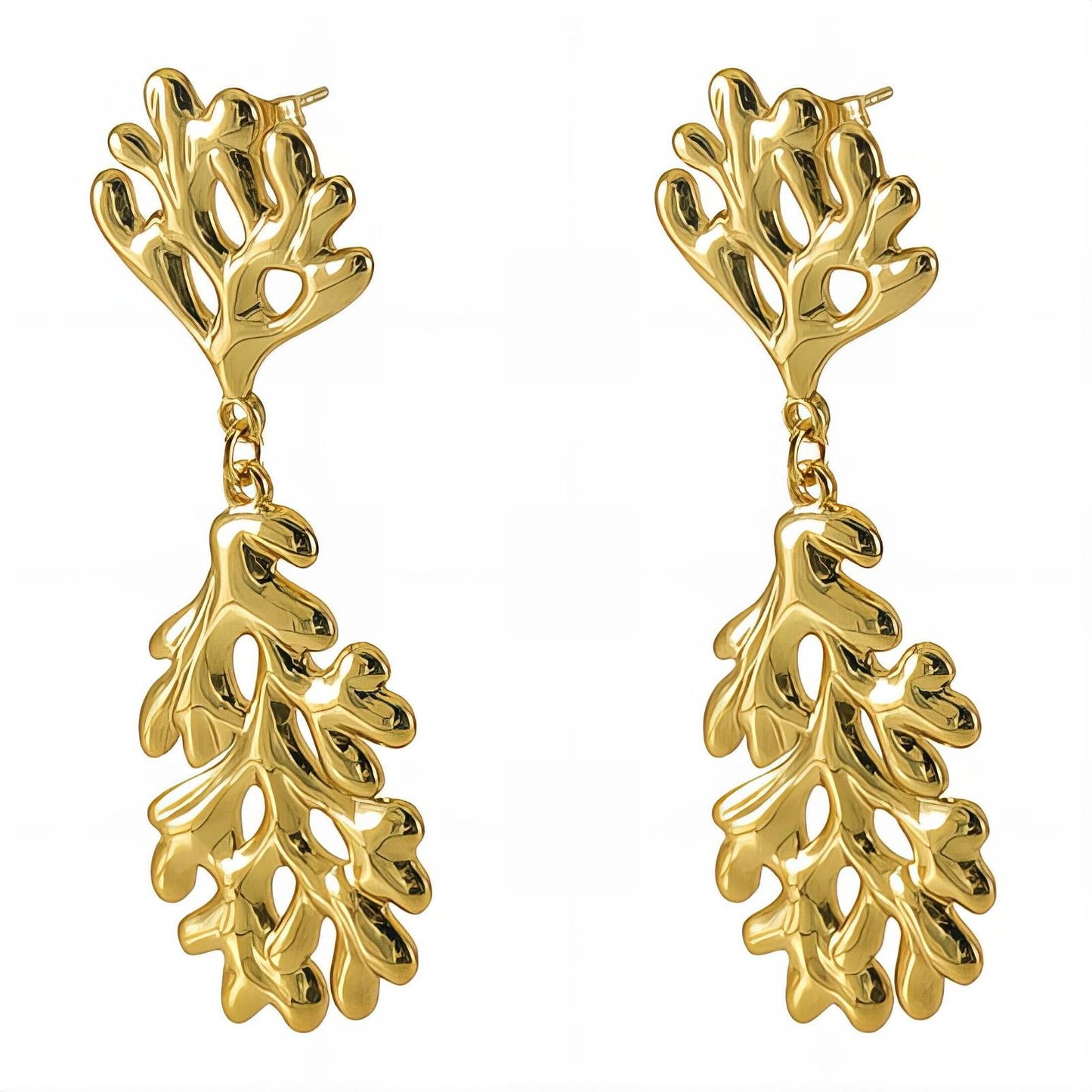 Golden Coral Drop Earrings | Ocean-Inspired Design