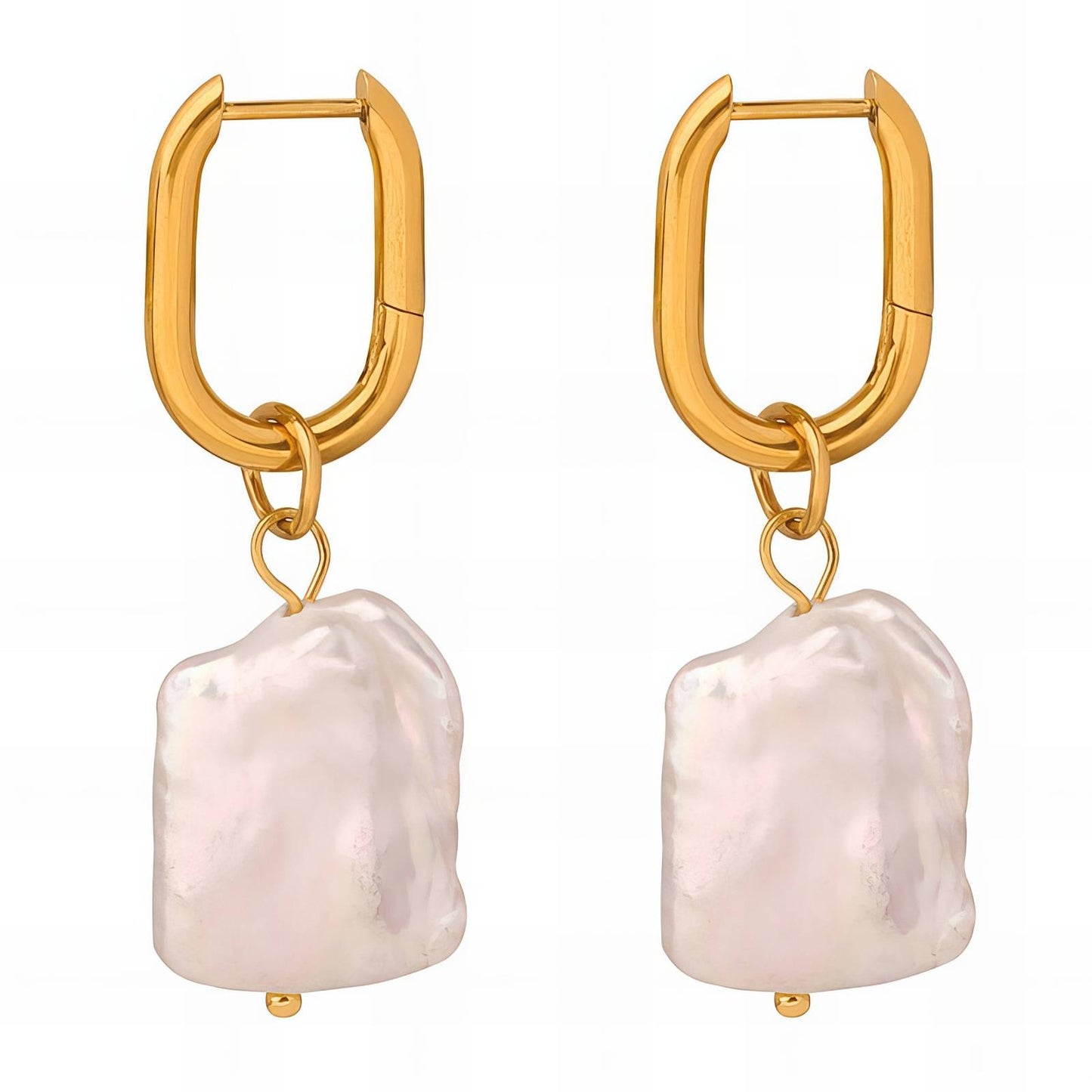Athena Pearl Drop Earrings in Gold | Natural Freshwater Pearl