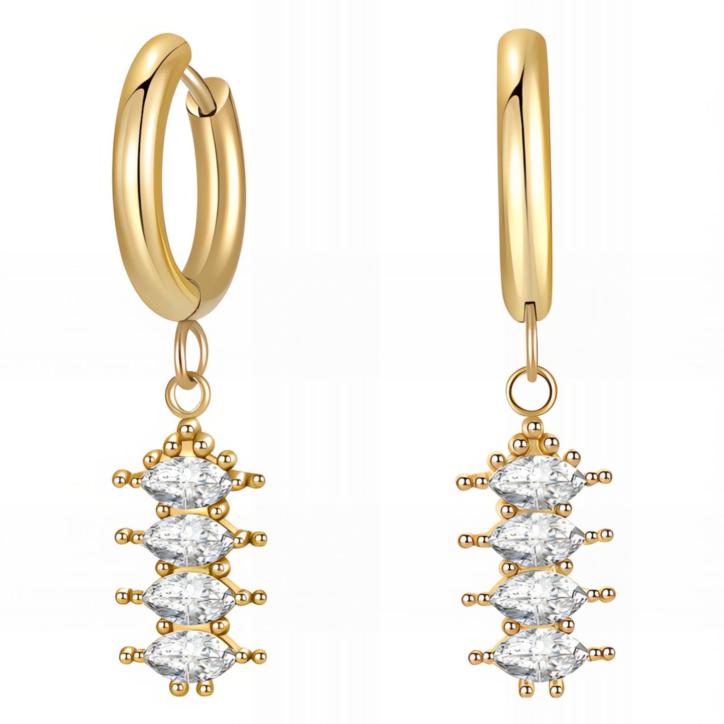 Crystal Cascade Hoops | Elegant Drop Design