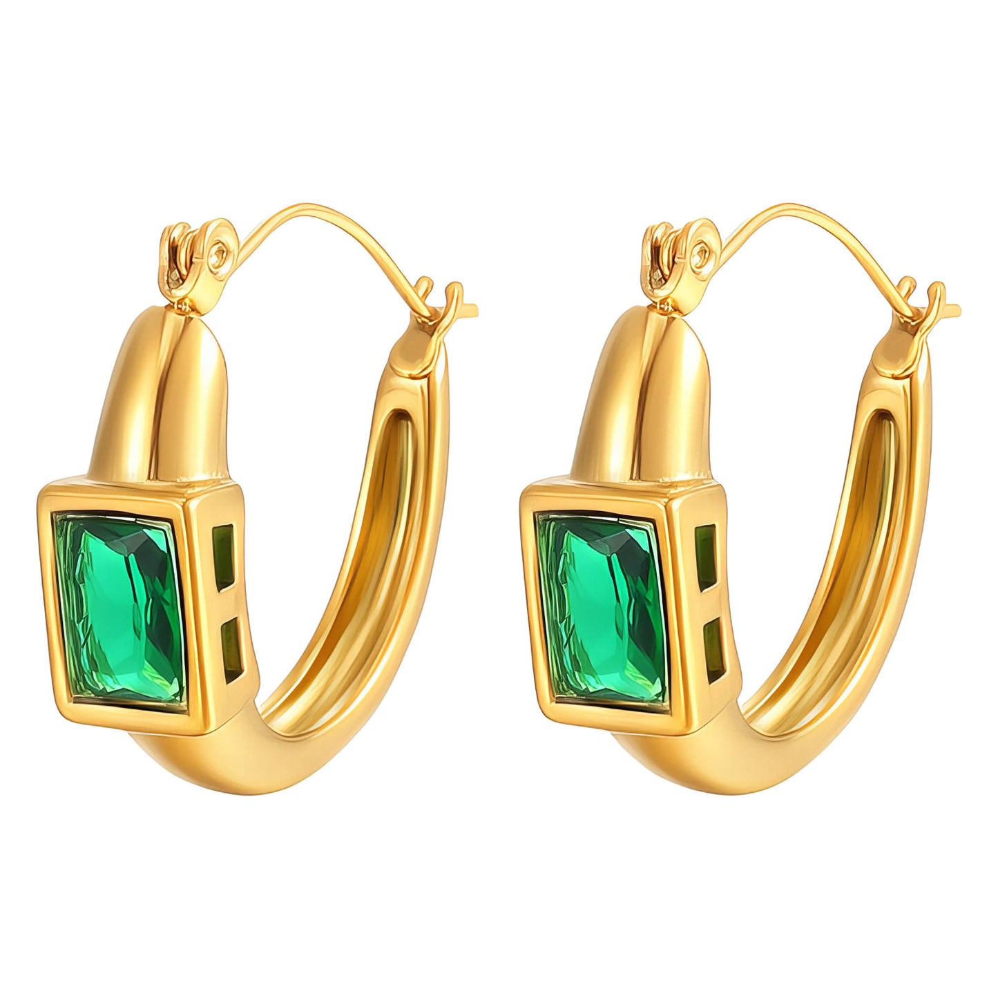 Olive Aura Earrings | 18K Gold Plated Steel