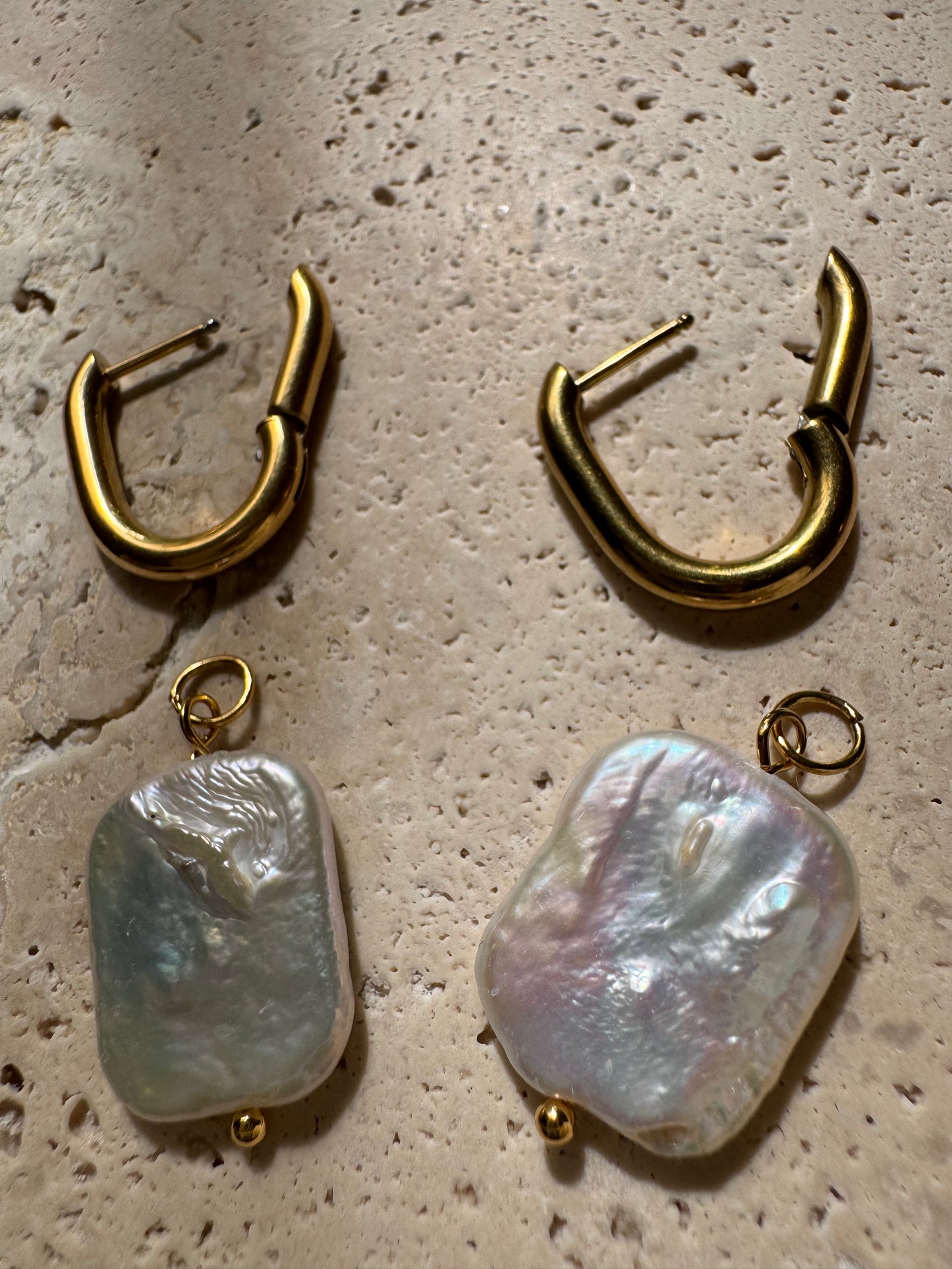 Athena Pearl Drop Earrings in Gold | Natural Freshwater Pearl