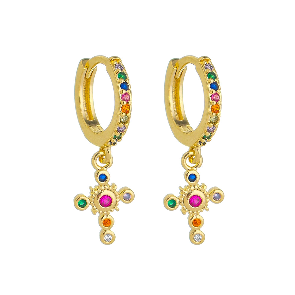 Dainty Cross Hoops - Gold