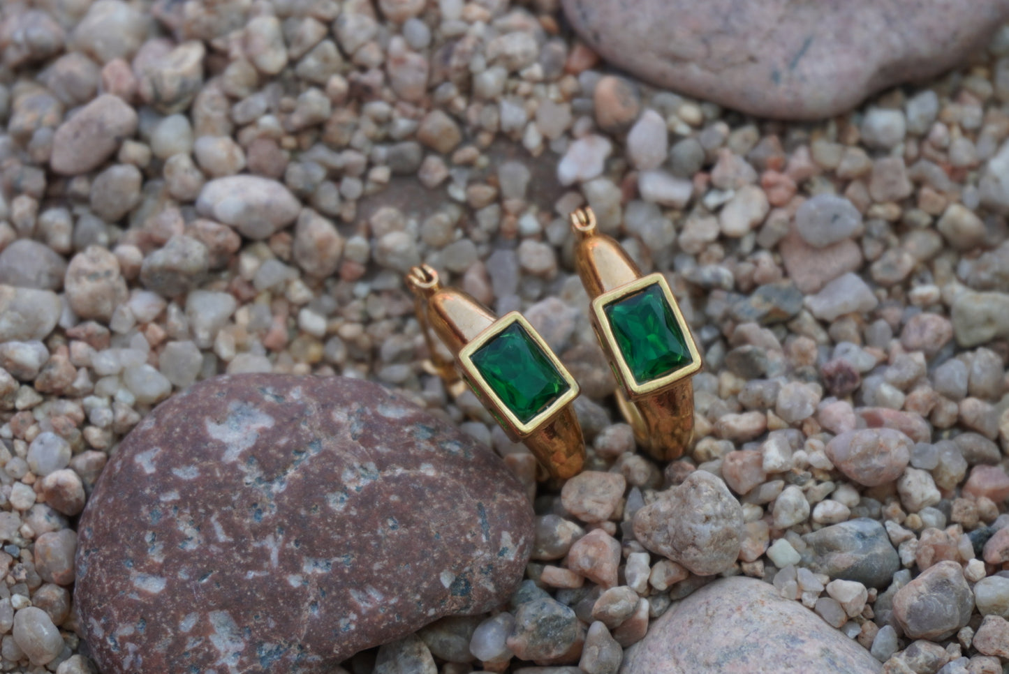 Olive Aura Earrings | 18K Gold Plated Steel