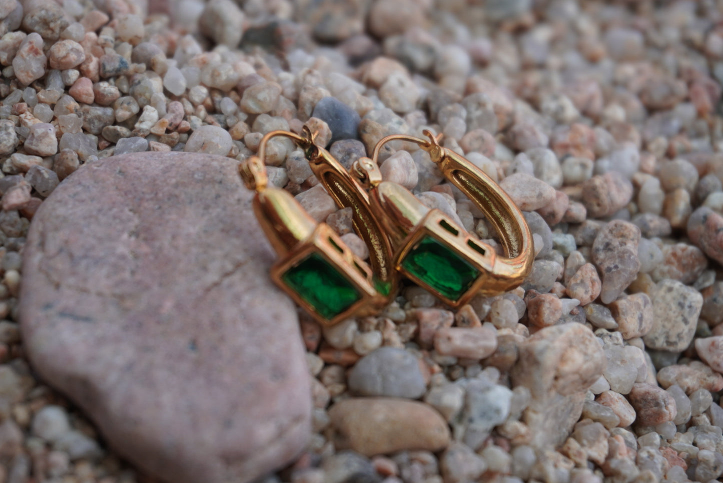 Olive Aura Earrings | 18K Gold Plated Steel