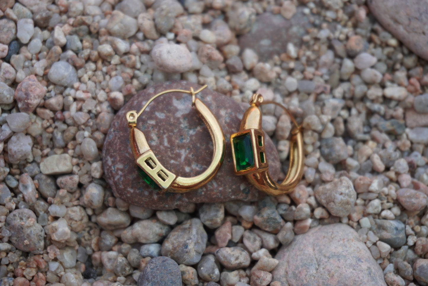 Olive Aura Earrings | 18K Gold Plated Steel