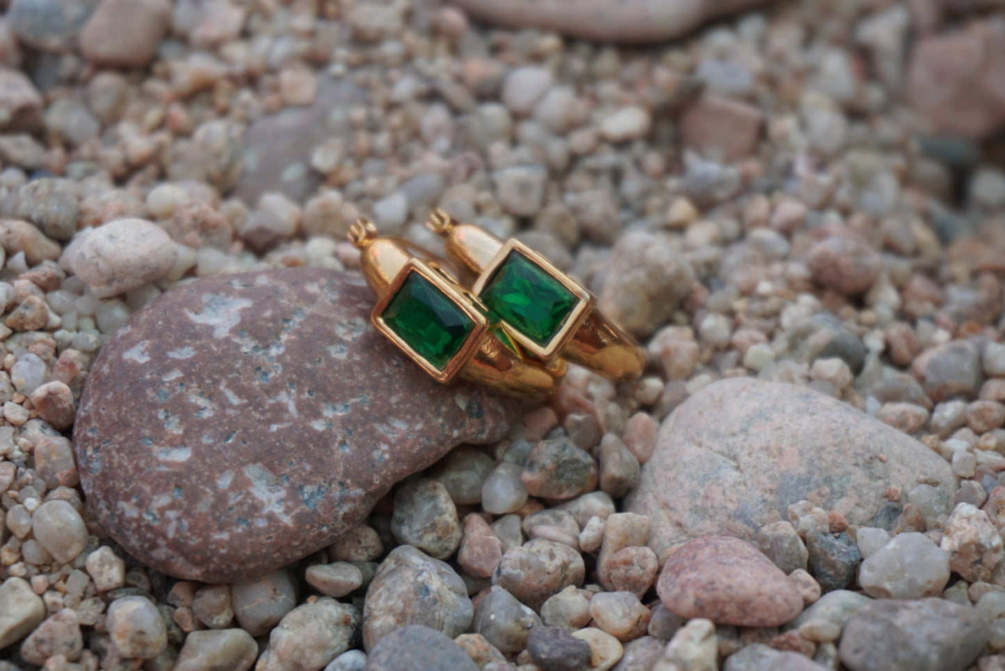 Olive Aura Earrings | 18K Gold Plated Steel