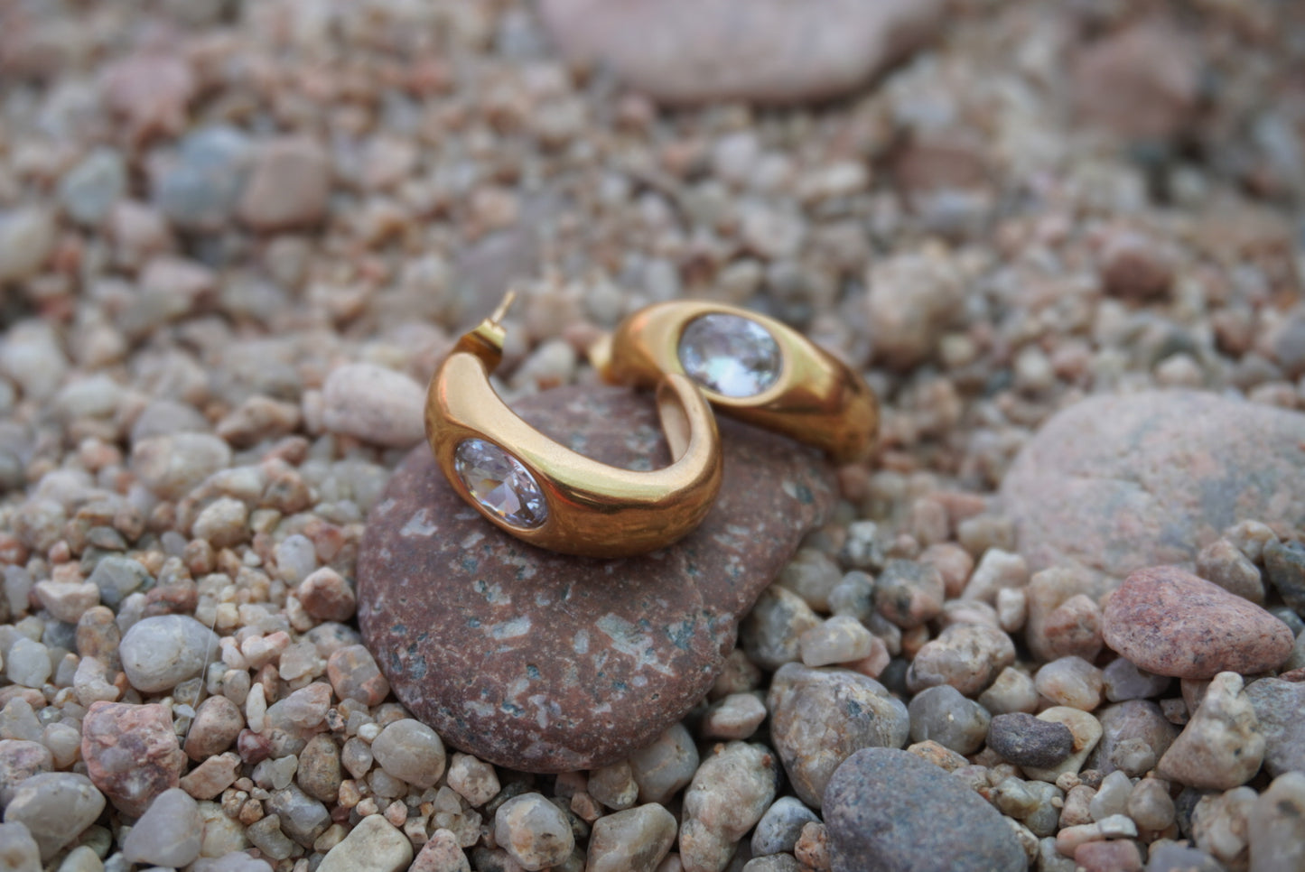 Cleo Earrings, 18K Gold Plated Steel