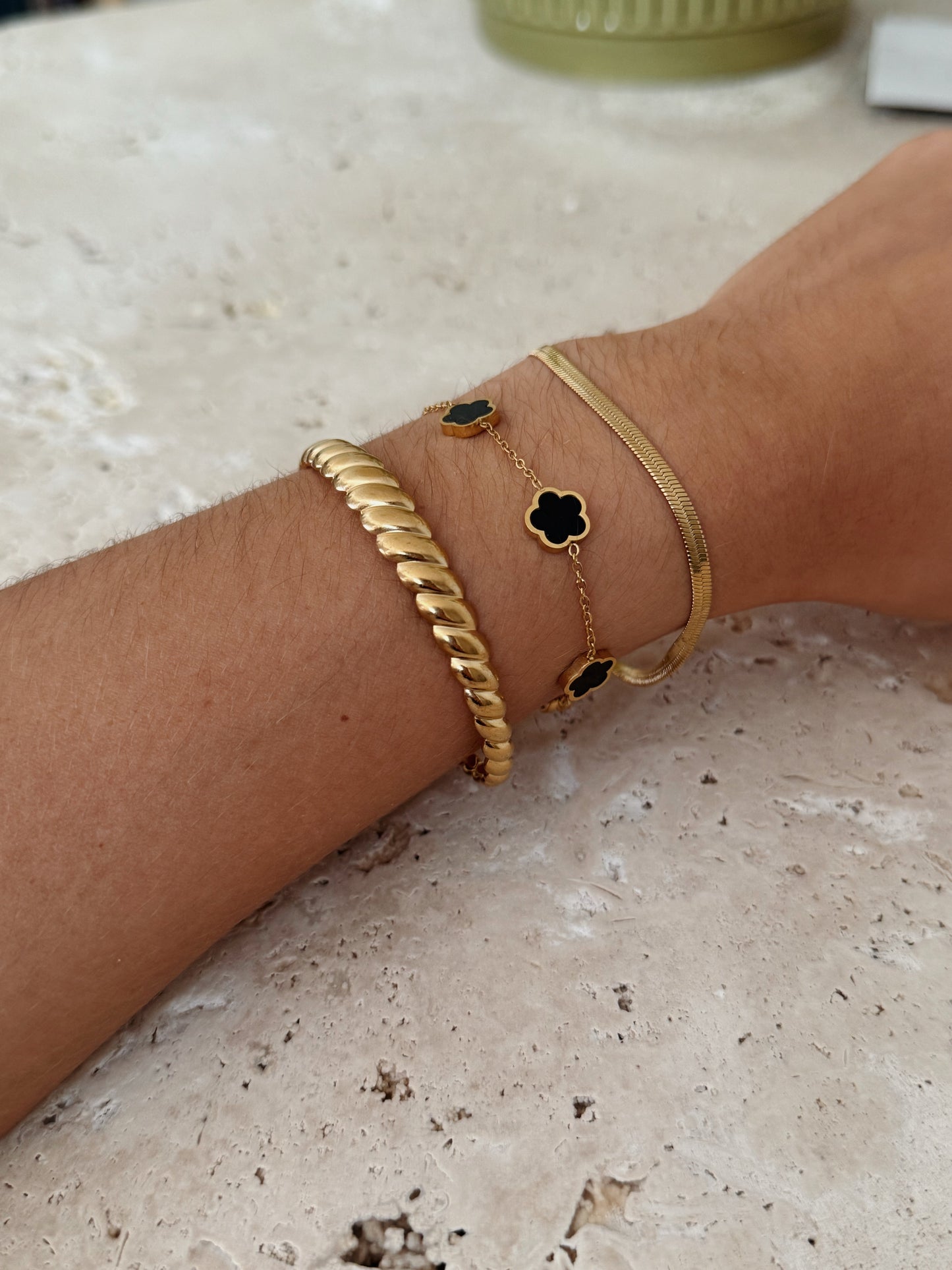 Midnight Bloom Bracelet in Gold | Floral Elegance