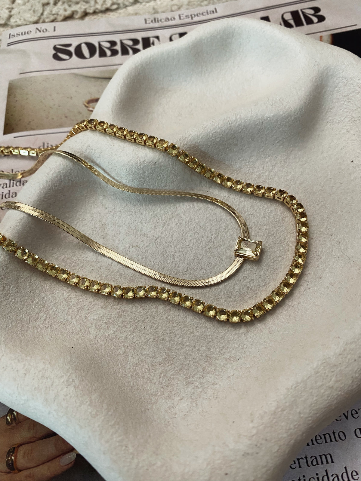 Choker Citrino Glam - Dourado