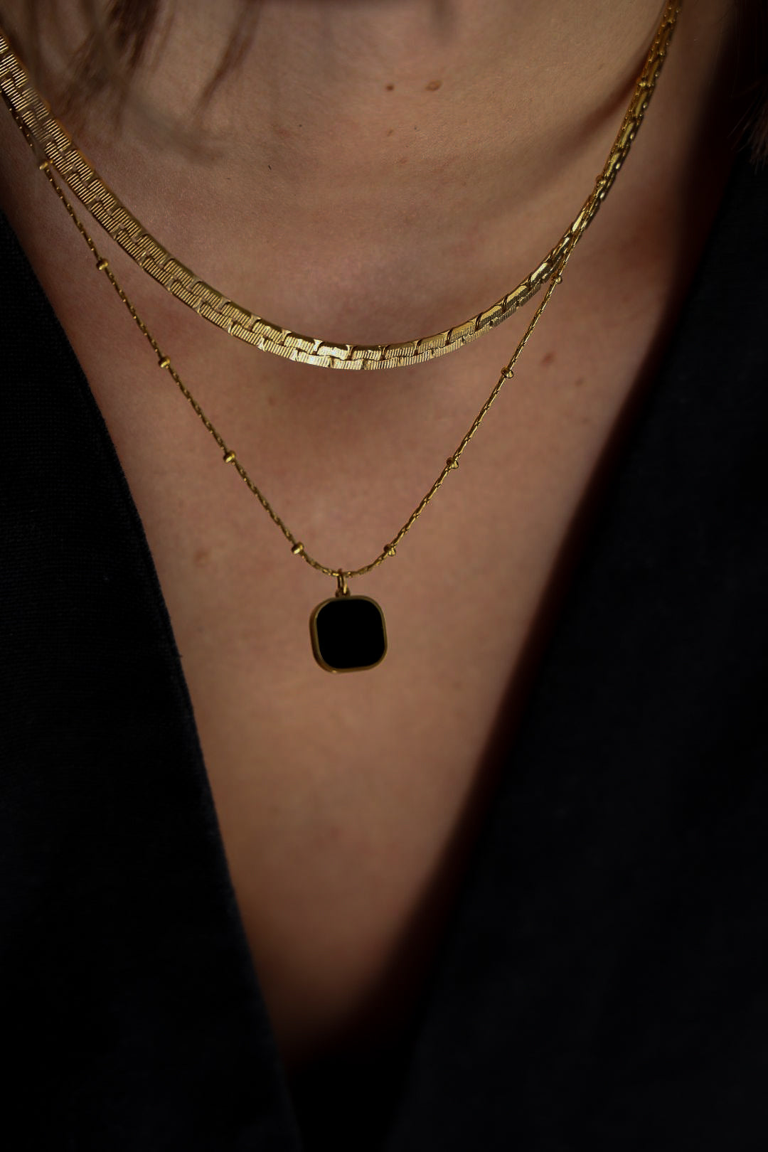 gold flat link athena chain necklace – waterproof, hypoallergenic jewelry by br jewelry