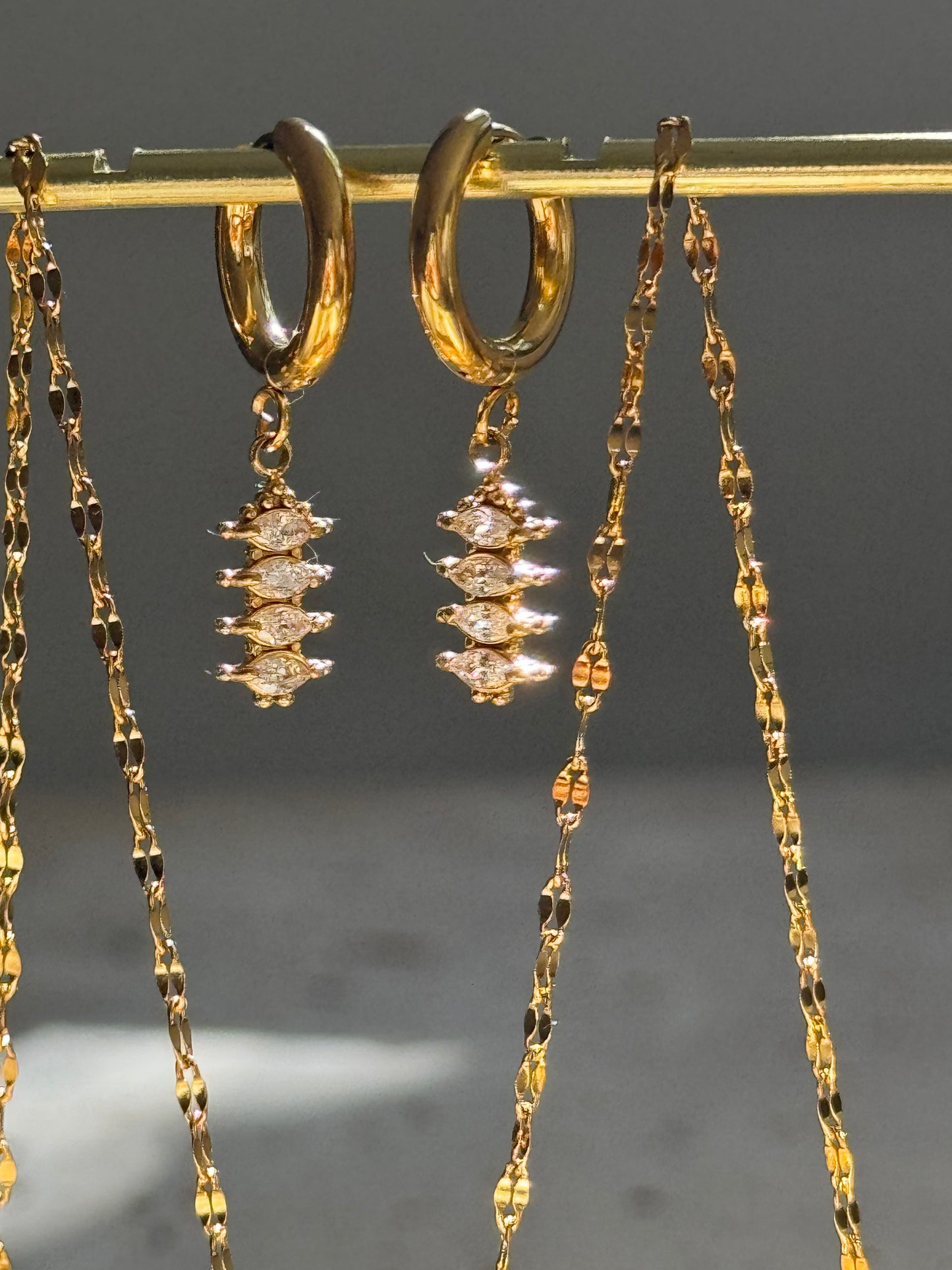Crystal Cascade Hoops | Elegant Drop Design