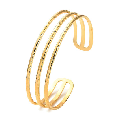 Tokyo Bracelet in Gold | Modern Triple Band Design