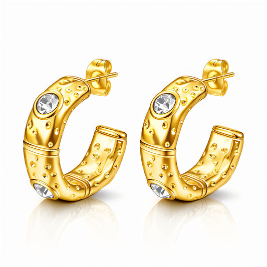 Joanna Hoops – Waterproof Textured Crystal Statement Hoops