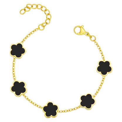 Midnight Bloom Bracelet in Gold | Floral Elegance