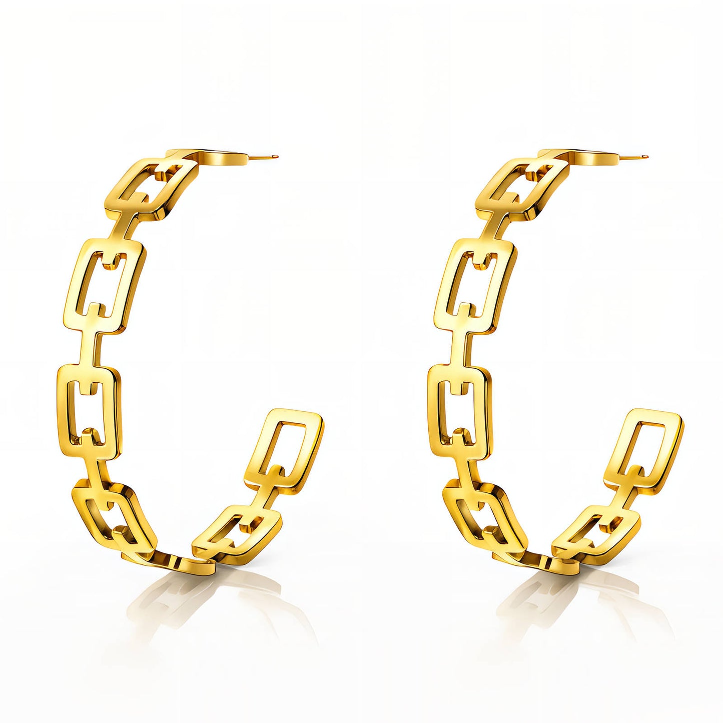 Siena Chain Earrings – Waterproof Gold Link Hoop Earrings