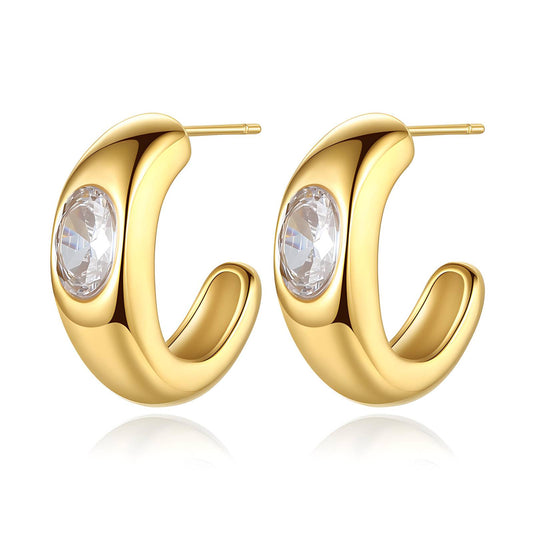 Cleo Earrings, 18K Gold Plated Steel