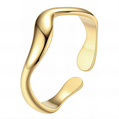 Wave Ring in Gold | Minimalist Curved Design