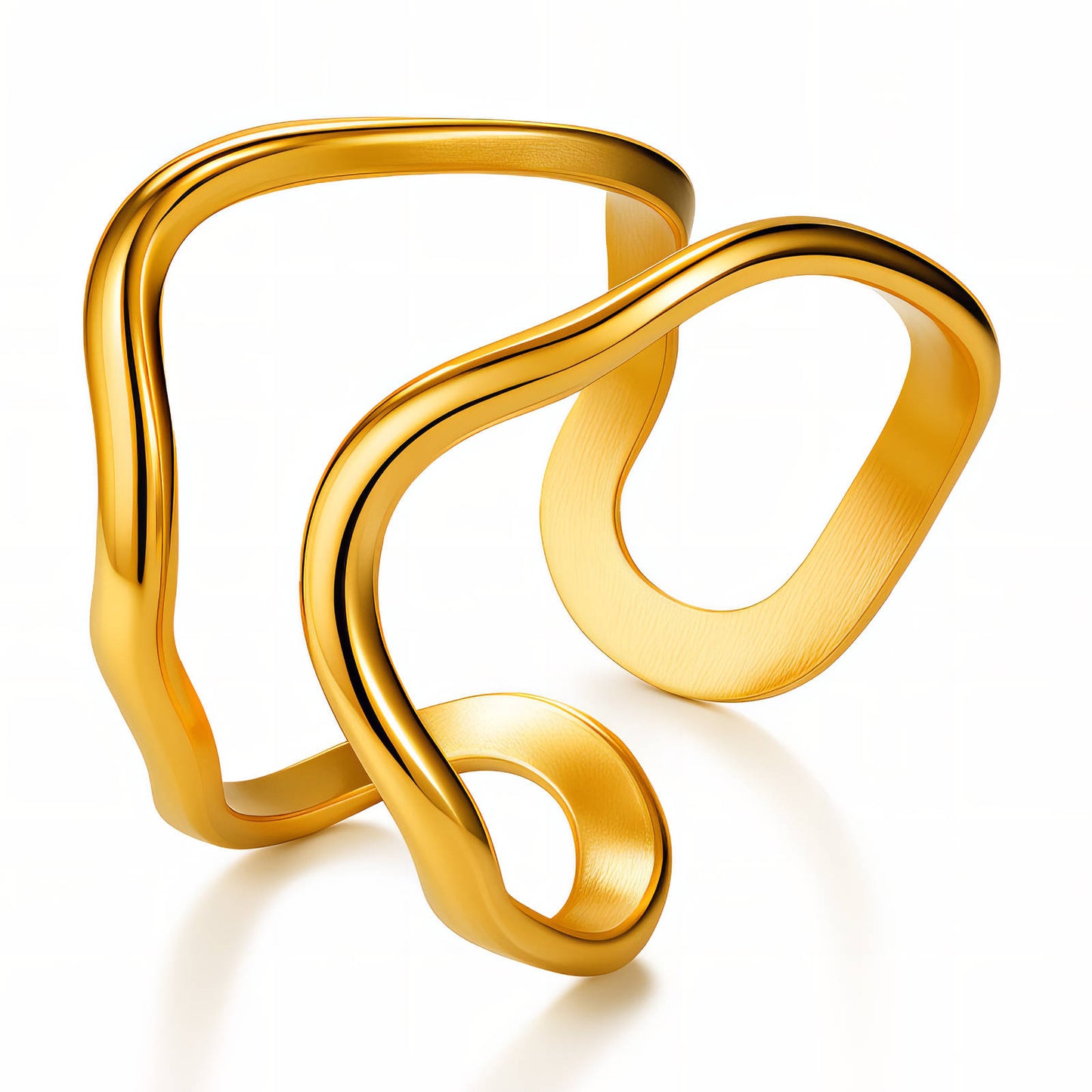 Katya Ring – Waterproof Adjustable Double Wave Ring