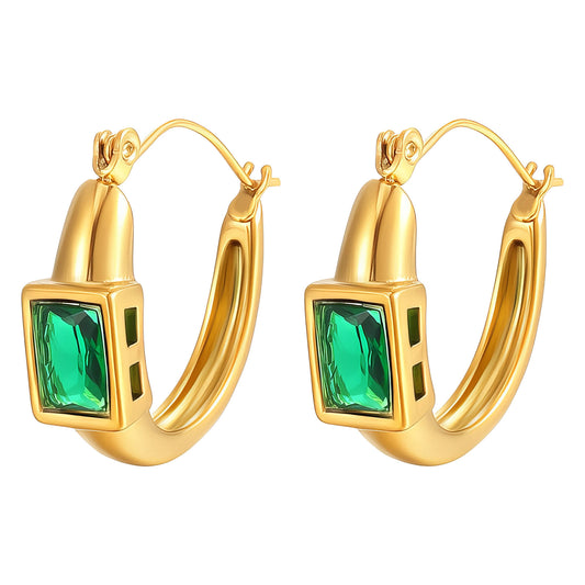 Olive Aura Earrings | 18K Gold Plated Steel