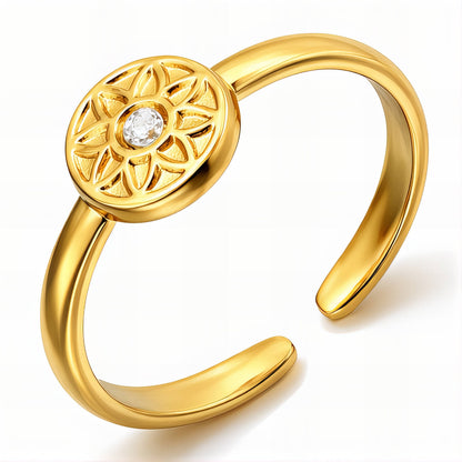 Charli Golden Ring – Waterproof Floral Adjustable Ring