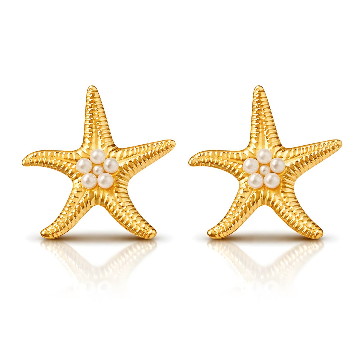 Coralia Earrings – Waterproof Starfish Pearl Stud Earrings