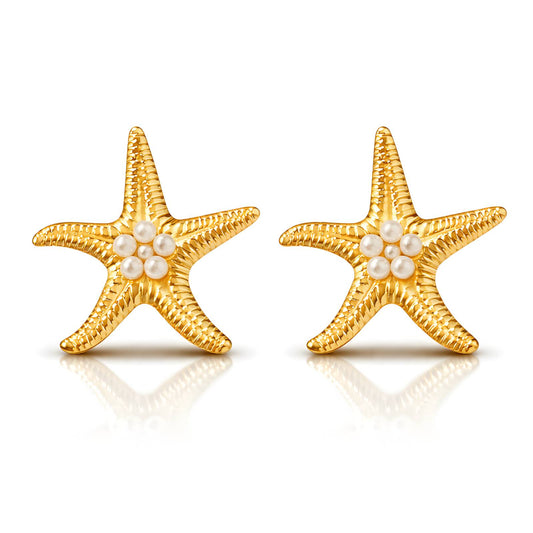 Coralia Earrings – Waterproof Starfish Pearl Stud Earrings