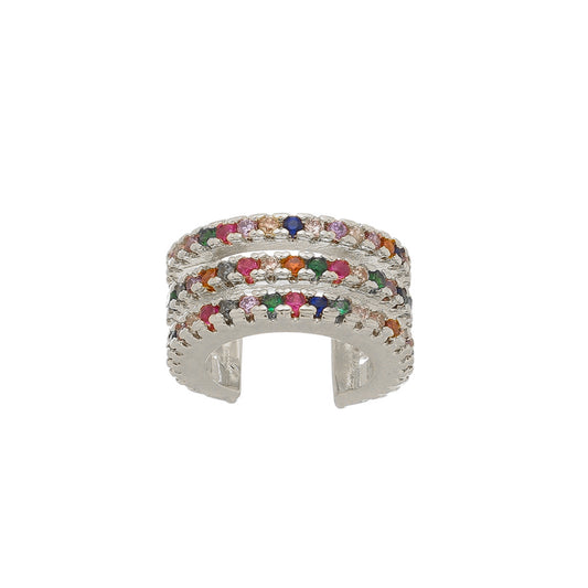 Piercing Fake Triplo Todas as Cores - Ródio Branco
