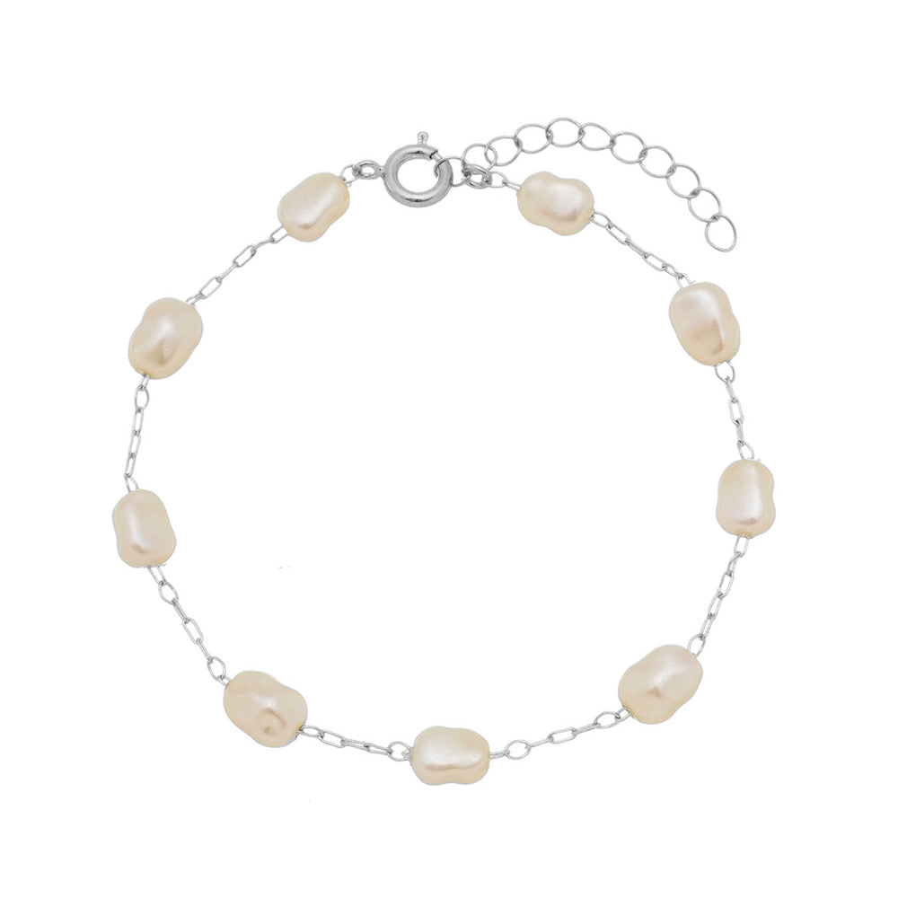 Claire Pearls Bracelet - Silver