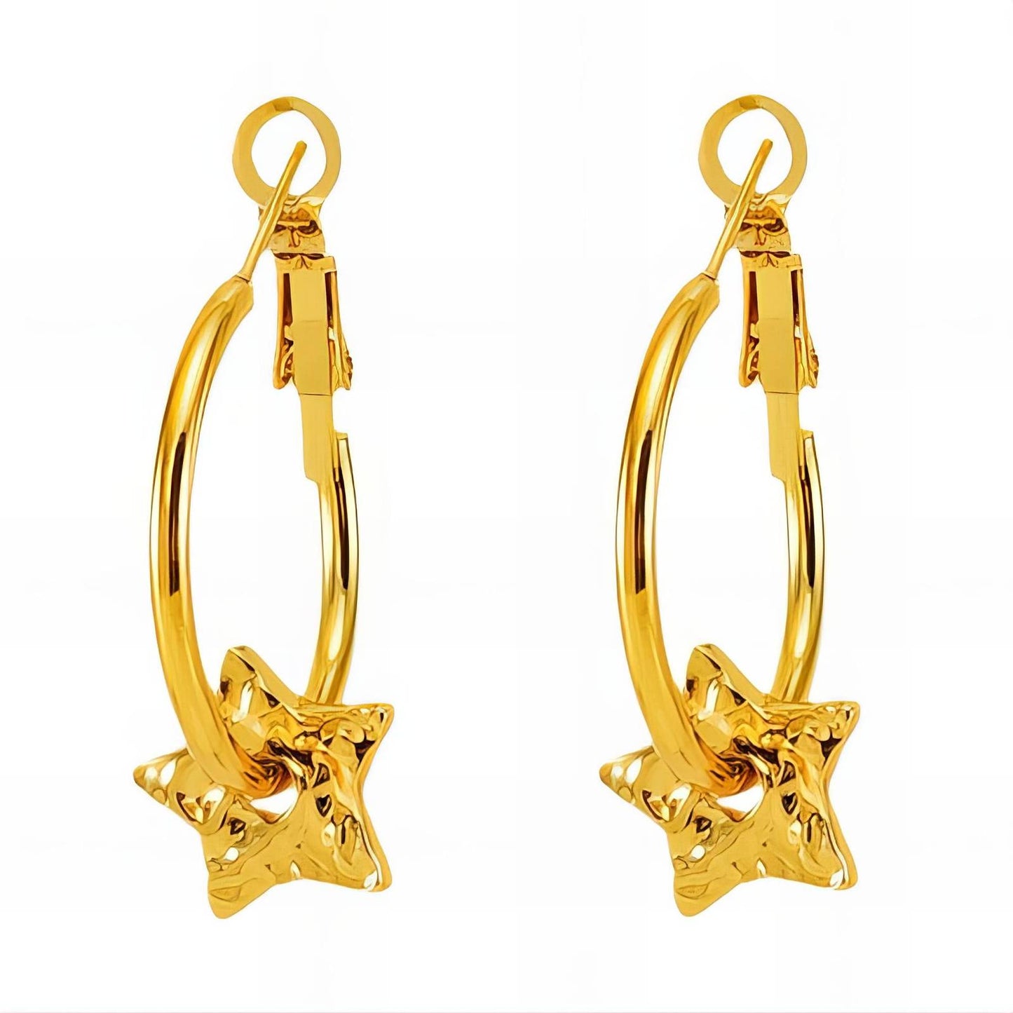 Stella Hoops Earrings with removable star charm in gold, waterproof stainless steel jewelry